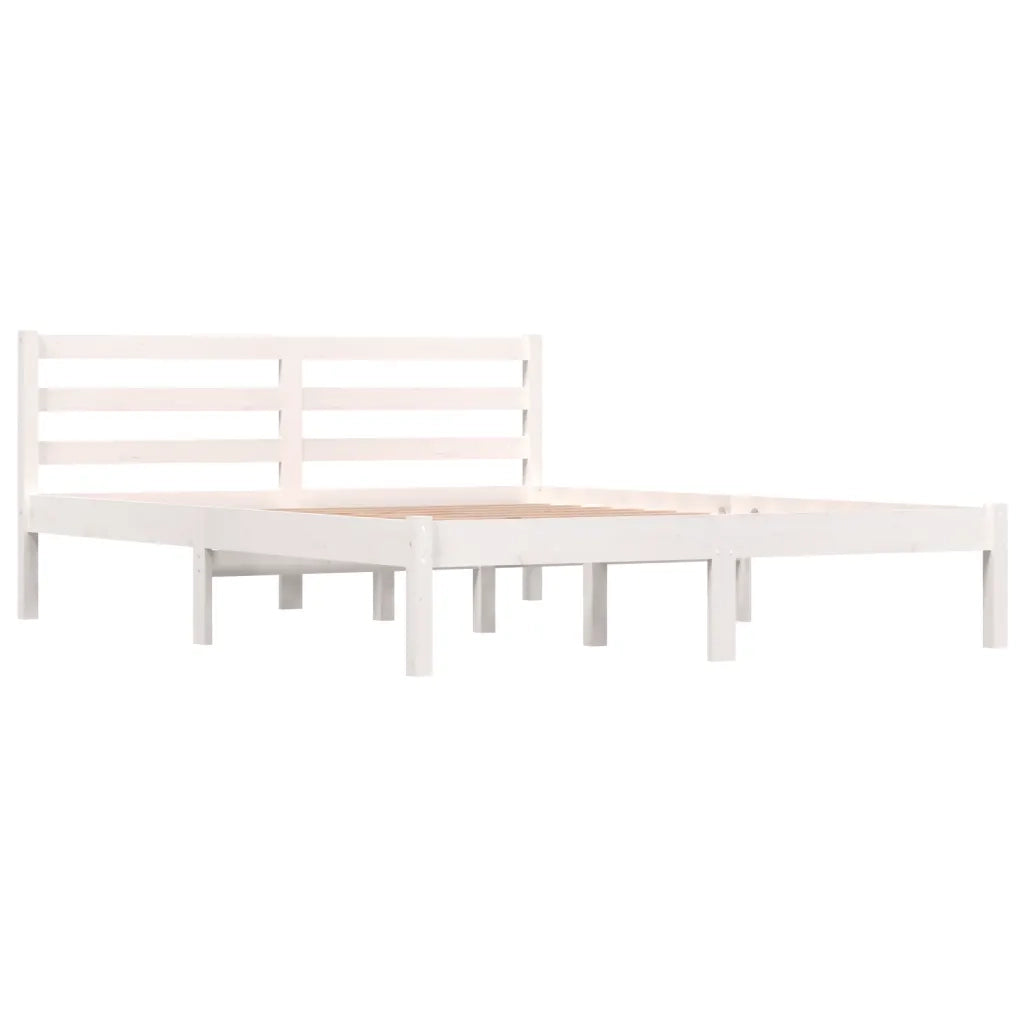 Giroletto-Struttura Letto in Legno Massello di Pino 140x190 cm Bianco