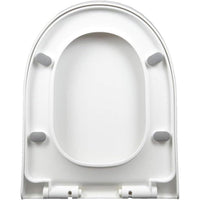 Sedile wc, coperchio a forma di u, bianco, chiusura lenta, sganc