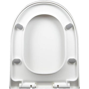 Sedile wc, coperchio a forma di u, bianco, chiusura lenta, sganc