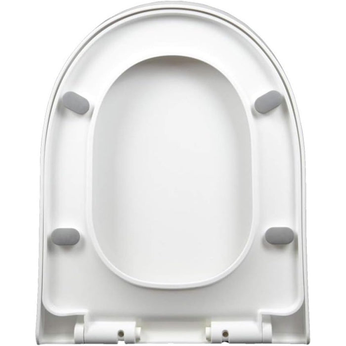 Sedile wc, coperchio a forma di u, bianco, chiusura lenta, sganc