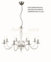 LAMPADARIO PAGANINI 12 LUCI CRISTALLO CROMO ATTACCO E14 D.84CM
