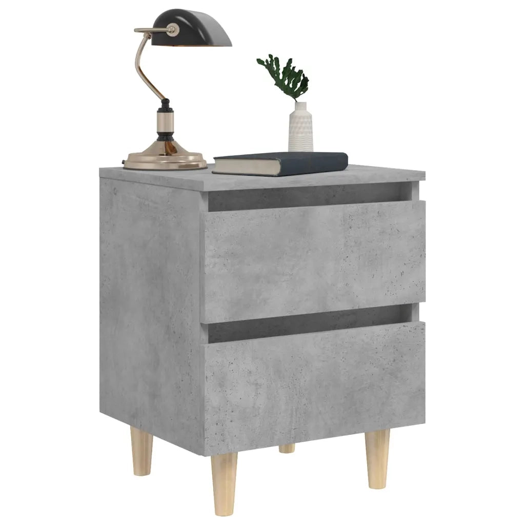 Comodino Gambe in Massello di Pino Grigio Cemento 40x35x50 cm cod mxl 30852