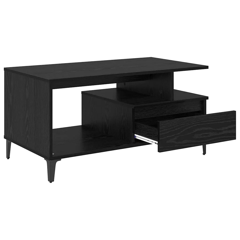 Tavolino da salotto con cassetto Rovere Nero 90 x 49 x 45 cm 881053