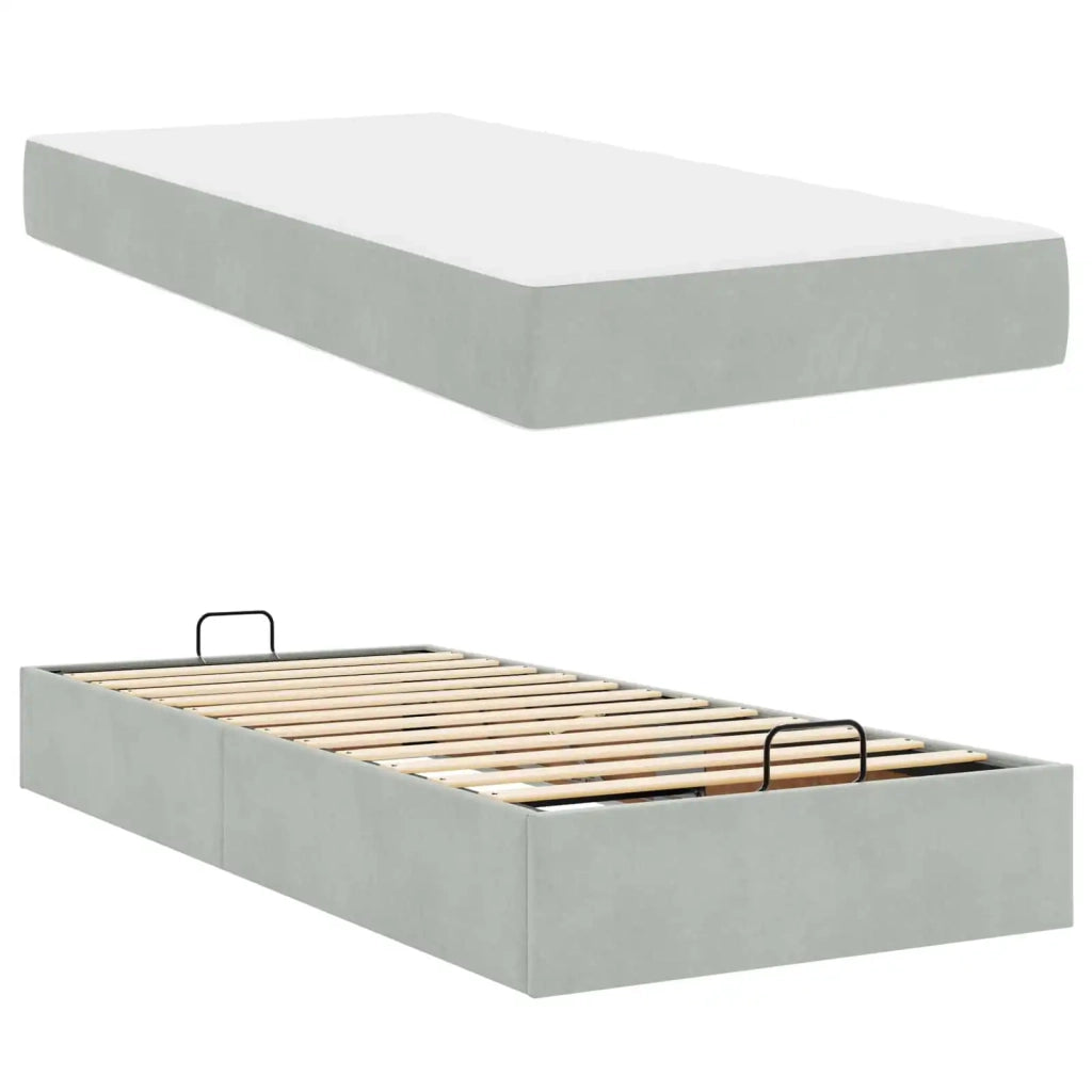 Struttura letto con materasso 2 pcs Grigio chiaro Velluto