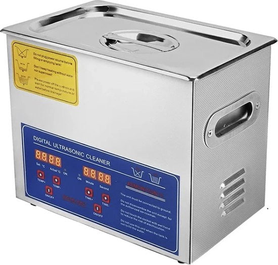 Pulitore ultrasonico in acciaio inossidabile - Macchina di pulizia ultrasonica - Riscaldamento digitale - Timer - Pulizia gioielli - per uso commerciale - personale - domestico - (3L)