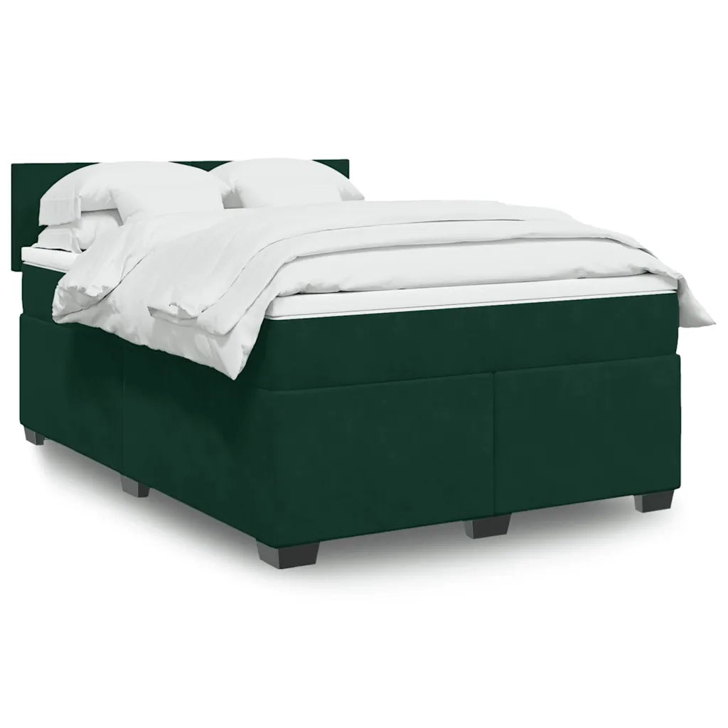 Giroletto a Molle con Materasso Verde Scuro 140x200 cm Velluto