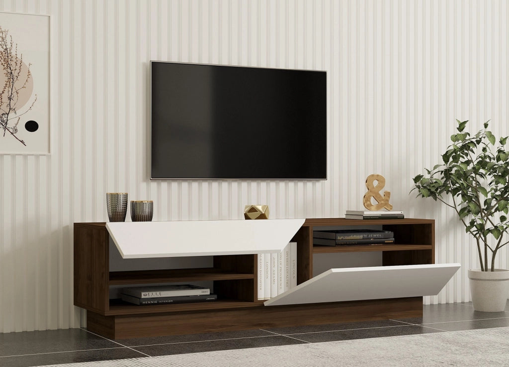 Porta TV in legno "Koza" - 160 x 40 x 45 cm - NoceBianco