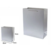 Trade Shop - Set 3 Pz Buste Borsa Regalo Sacchetti 55x40x15cm 69914 Grigio Con Manico Cordino -