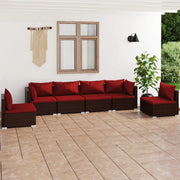 Set Divani da Giardino 6 pz con Cuscini in Polyrattan Marrone cod mxl 35191