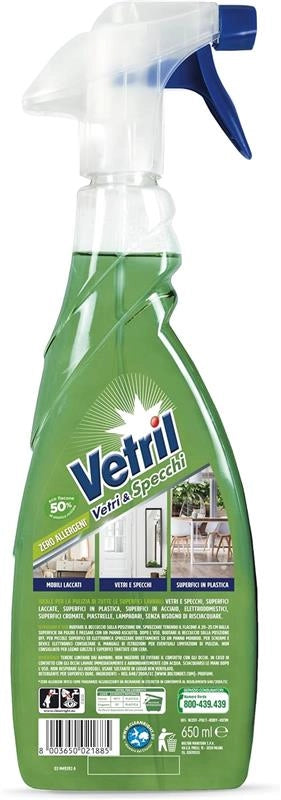 VETRIL DETERGENTE SPRAY NATURAL VETRI DOCCIA ANTICALCARE CON SCUDO ANTIGOCCIA 650 ML