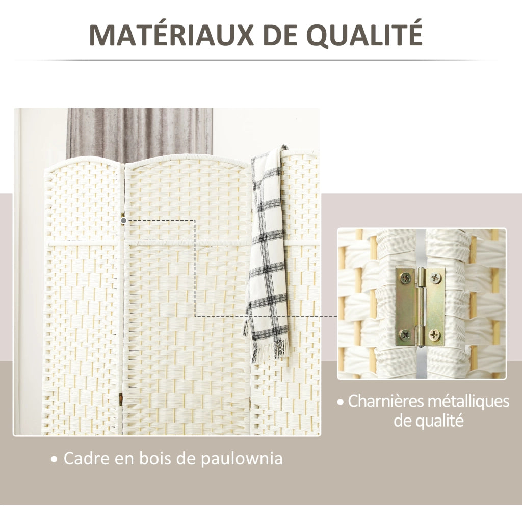 Paravento in legno 3 ante ¨C zephmum ¨C bianco 135x180 cm