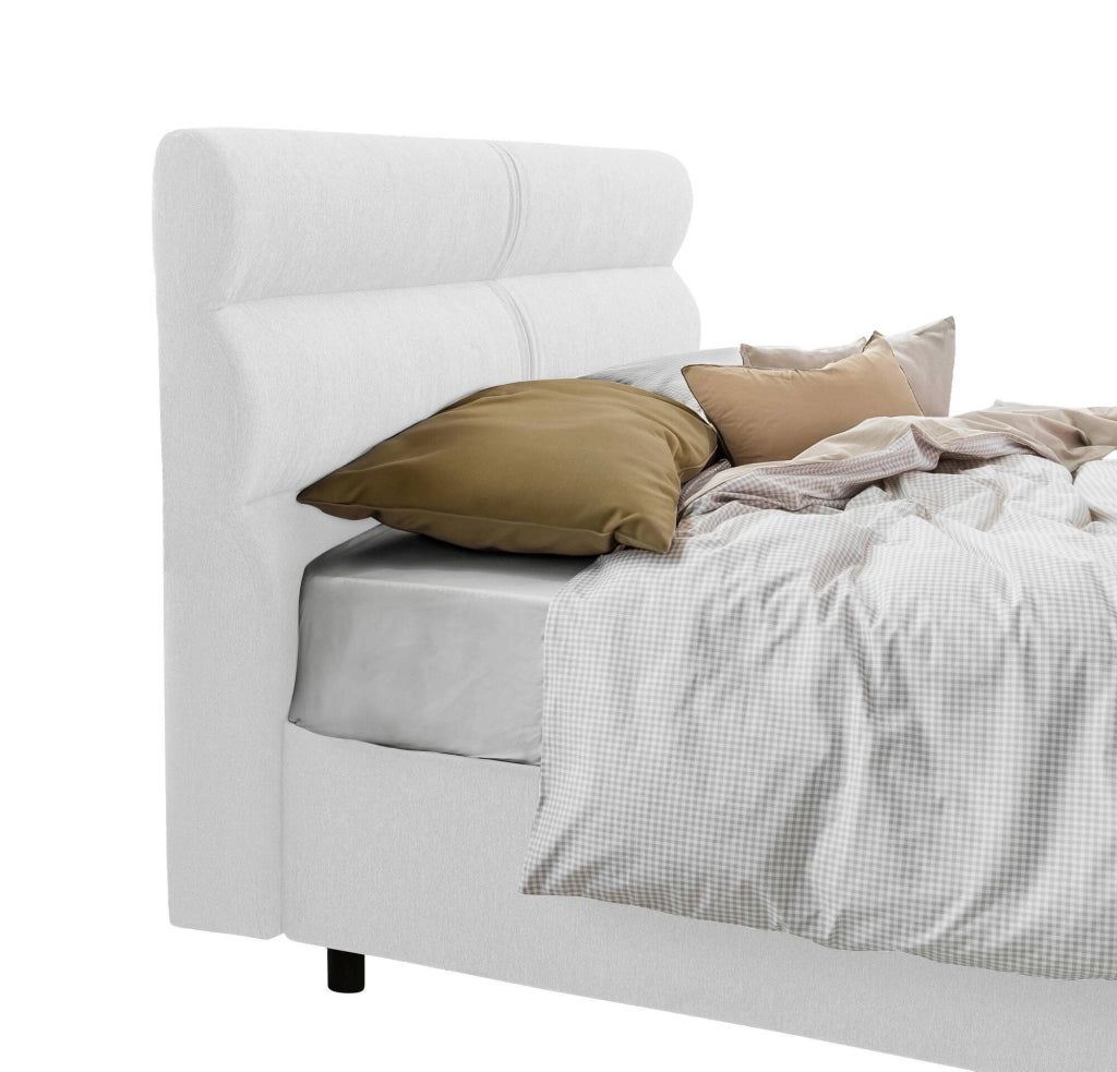 Letto Matrimoniale Brienno, Letto Matrimoniale Sfoderabile Made in Italy, Bianco