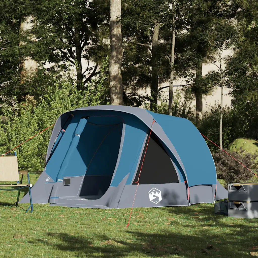 Tenda da Campeggio a Cabina per 4 Persone-Tenda per Escursionismo Blu Impermeabile 735171