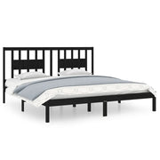 Letto matrimoniale | Letto per adulti | Giroletto Nero in Legno Massello di Pino 200x200 cm