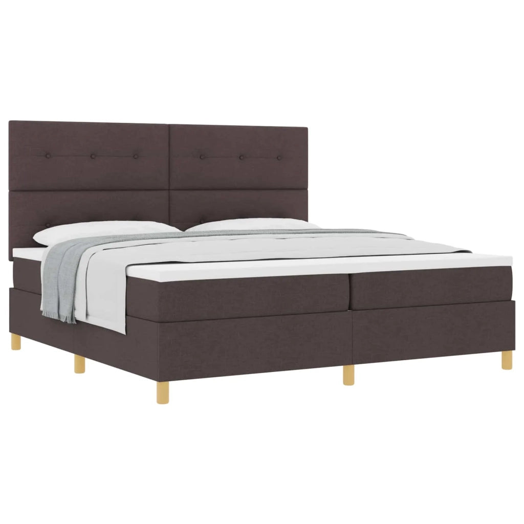 Letto a molle con testiera Marrone Scuro 200 x 200 cm Tessuto 3339647