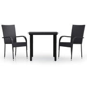 Set Mobili da Pranzo per Giardino 3 pz | Set Salotto da Giardino Nero