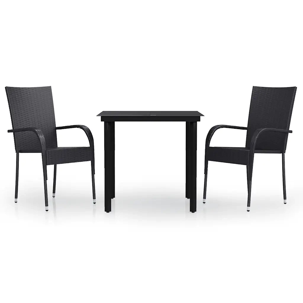 Set Mobili da Pranzo per Giardino 3 pz | Set Salotto da Giardino Nero