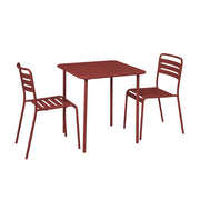 Set tavolo da giardino in acciaio con 2 sedie, 70cm, terra di siena