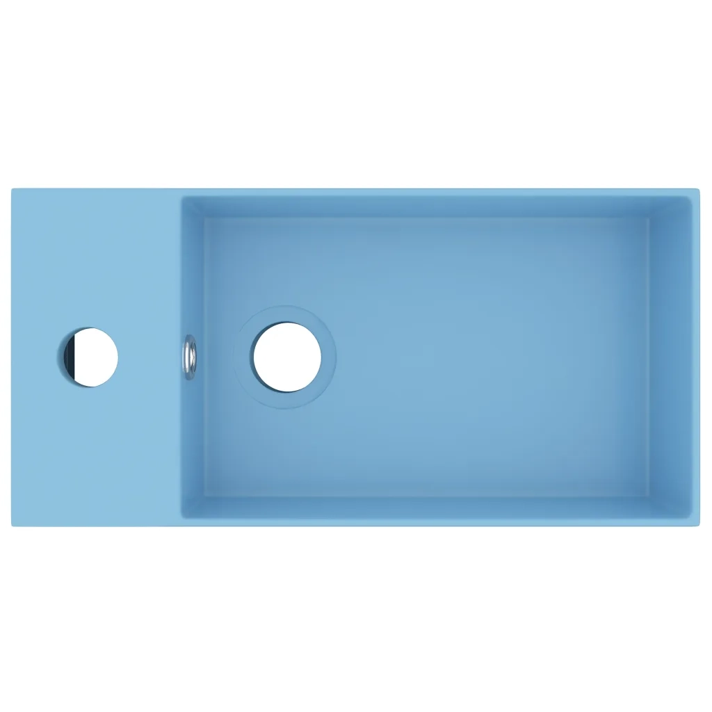 Lavandino con Troppopieno in Ceramica Azzurro