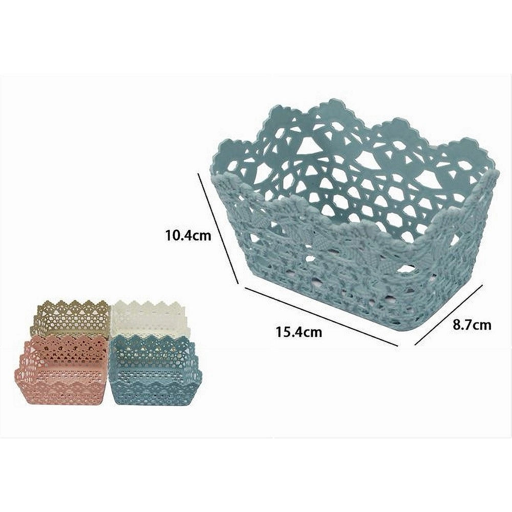 Trade Shop - 3pz Cestino Portatutto Oggetti Cesto Plastica Rettangolare 15.4x10.4x8.7cm 79470 -