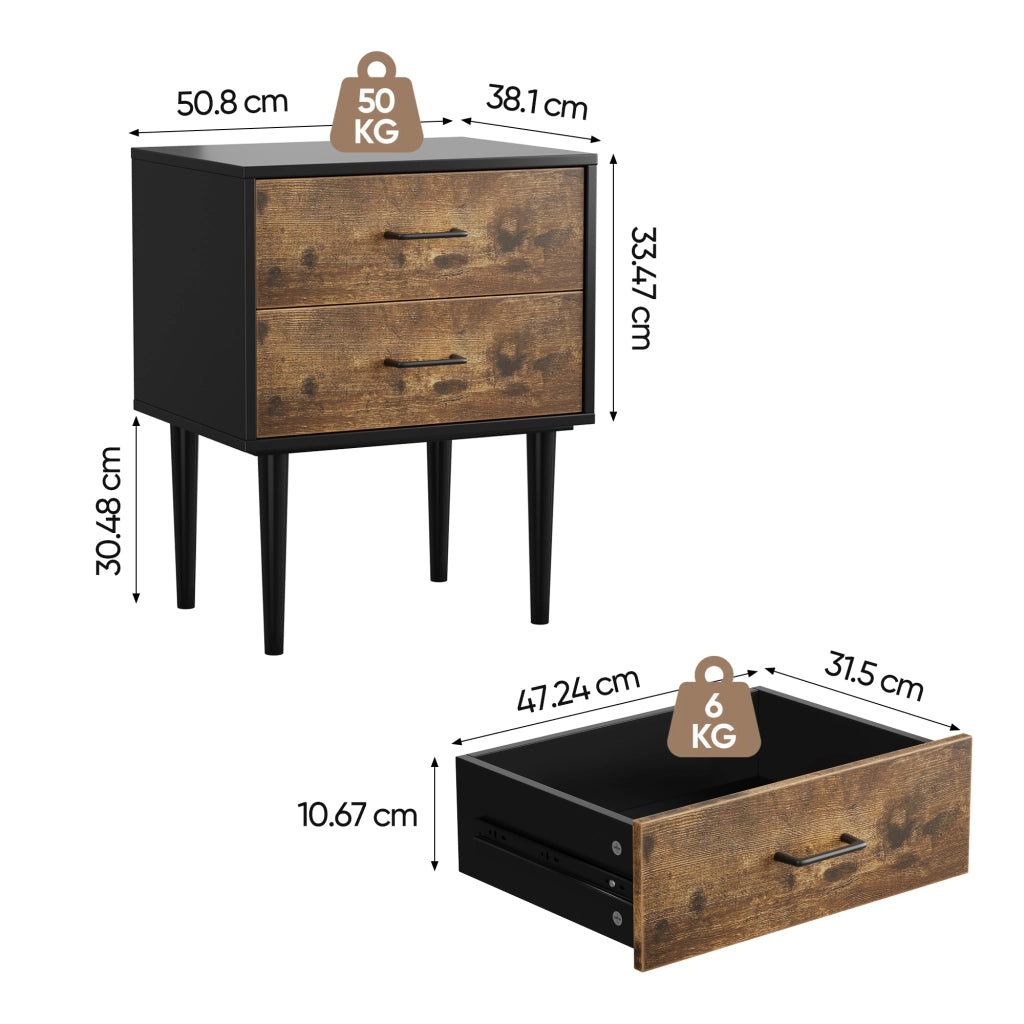 COMODINO classico in MDF marrone antico