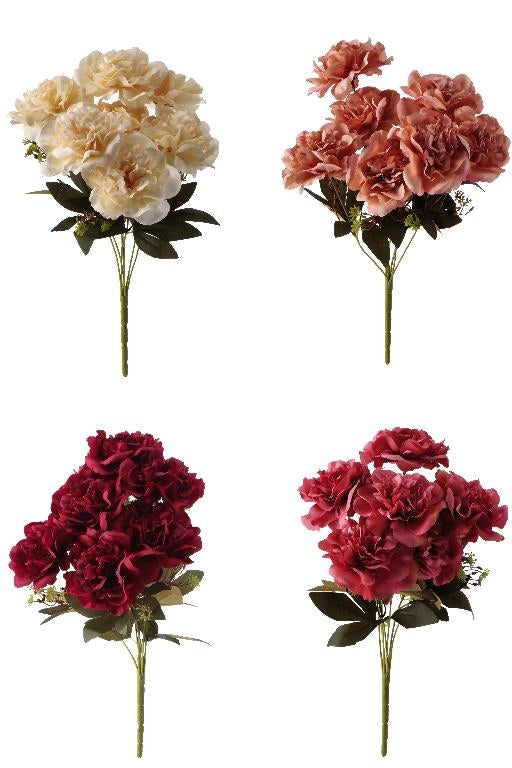 1 Set Bouquet Fiori Artificiali con 7 Peonie 41 cm 4 Colori