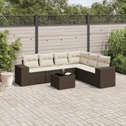 Set Divani da Giardino 7 pz con Cuscini Marrone in Polyrattan 3222622