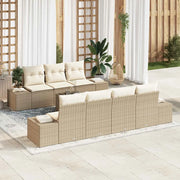 Set Divano da Giardino con cuscino 8 pcs Beige polyrattan