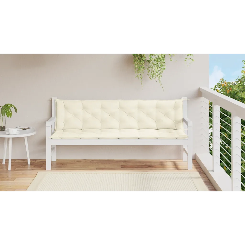Cuscini Panca Giardino 2pz Bianco Crema 200x50x7 Tessuto Oxford 315042