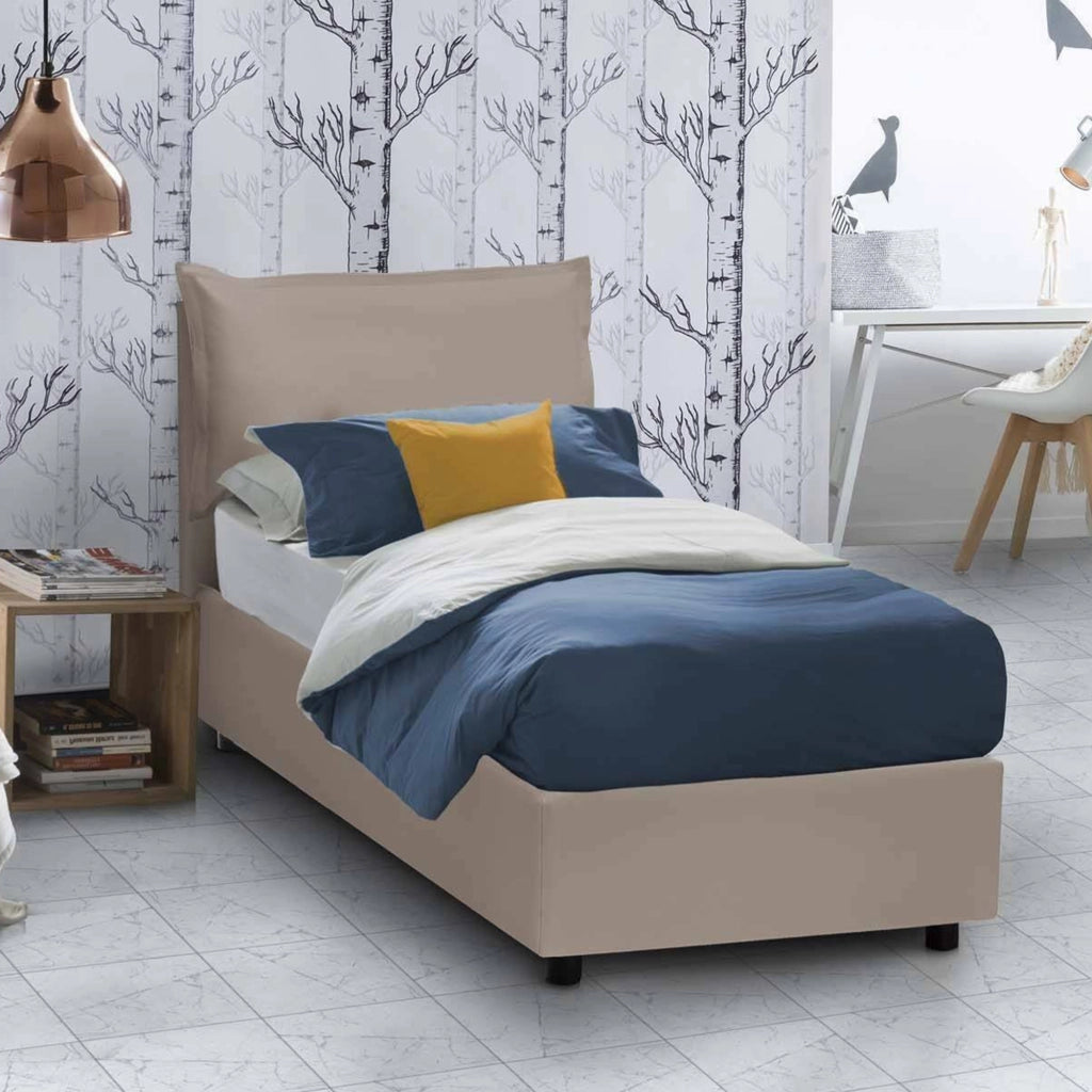 Anitza, Letto Singolo Contenitore Made in Italy, Grigio Tortora