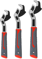 Set di chiavi a molla - 3 pezzi - Bloccaggio automatico - Adattabile - Morsetto ampio (9-43 mm) - Acciaio laminato - Progettazione innovativa - Chiave a tubo