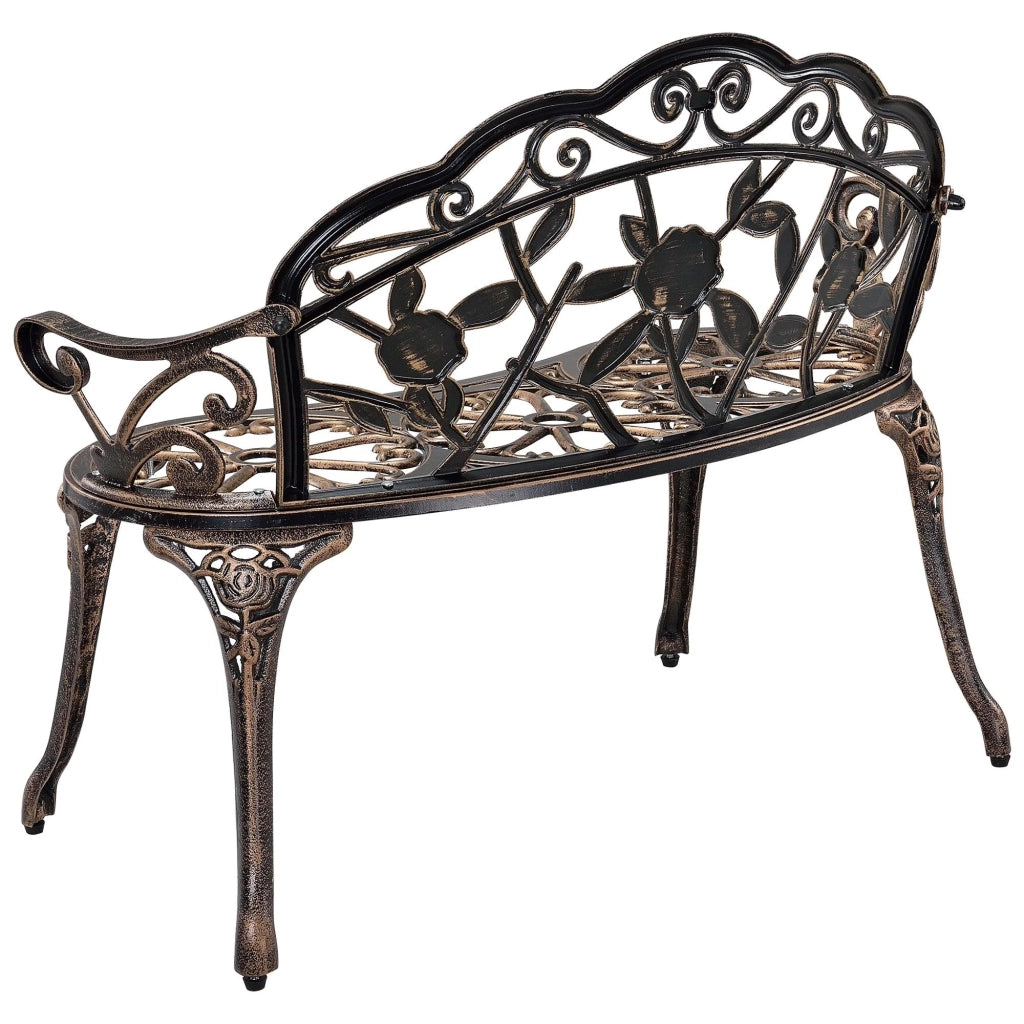 Panca/sedia da giardino in ghisa resistente 100 cm colore bronzo 03_0001008