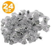 Trade Shop - Set 24 Supporti Perno Per Mensole Reggimensola Pioli Morsetto Triangolare Trasparente -