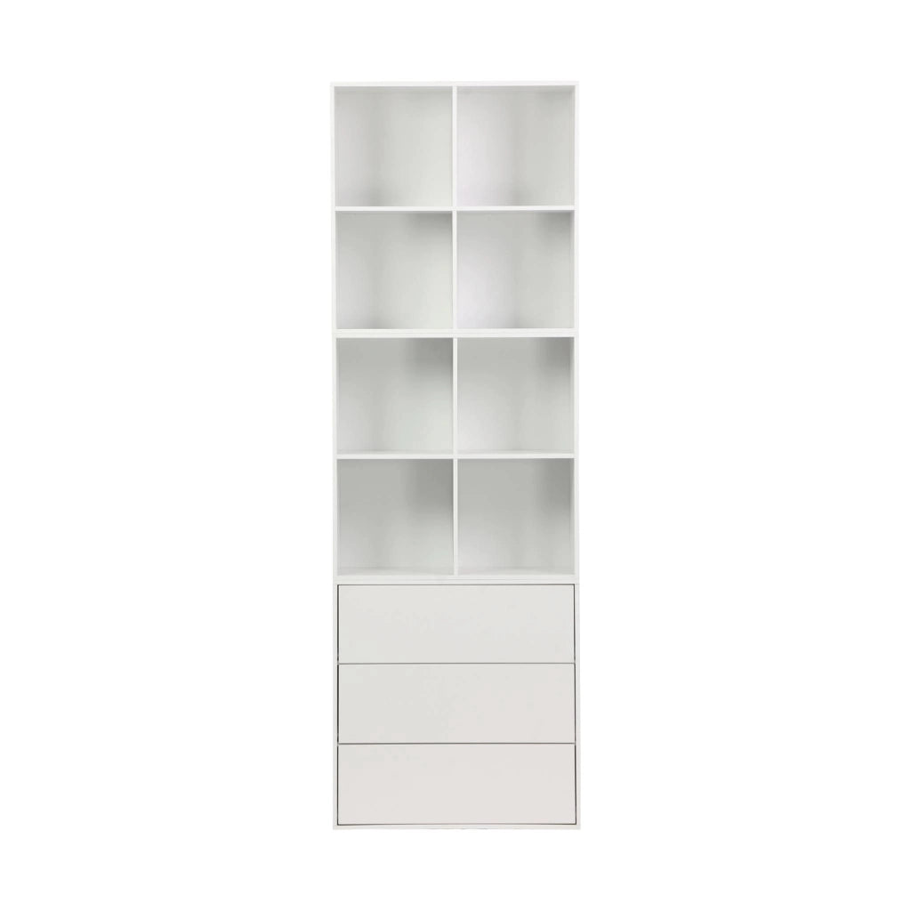 Modulo di stoccaggio decorativo in legno 3 cassetti, bianco