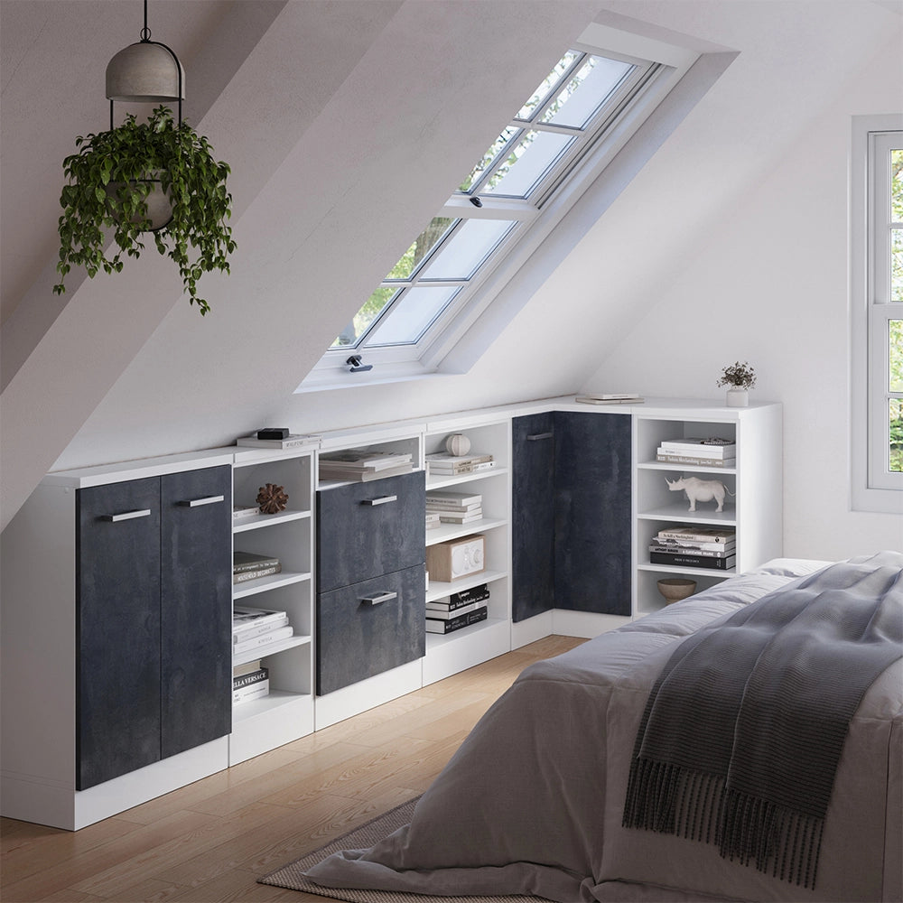 Mobile sottotetto Mobile angolare Rion Calce nera/Bianco 75.6 x 83.8 cm con 1 porta Vicco