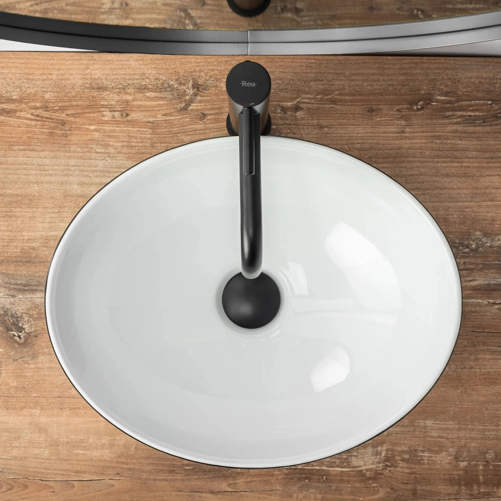Lavabo Da Appoggio Rea Sofia White Black
