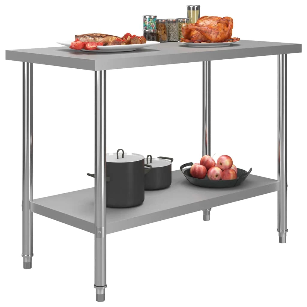 Tavolo da lavoro da cucina 120 x 60 x 85 cm acciaio inox 02_0001905