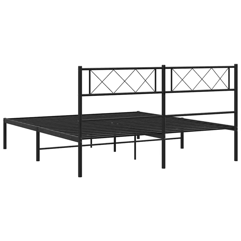 Giroletto con Testiera-Struttura Letto con testiera in Metallo Nero 160x200 cm 796693