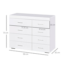 Cassettiera per Casa e Ufficio in Legno Bianco 90x35x73 cm