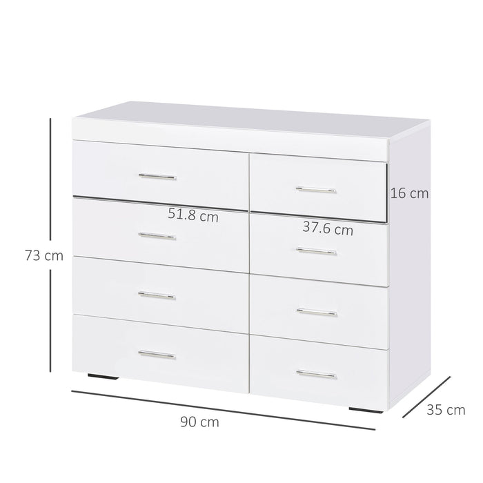 Cassettiera per Casa e Ufficio in Legno Bianco 90x35x73 cm