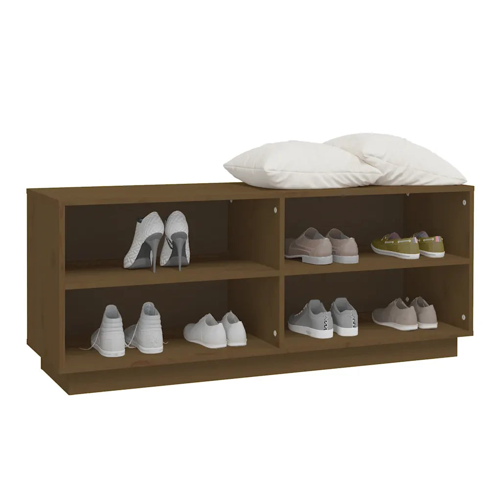 Scarpiera Marrone Ambra 110x34x45 cm in Legno Massello di Pino 813543