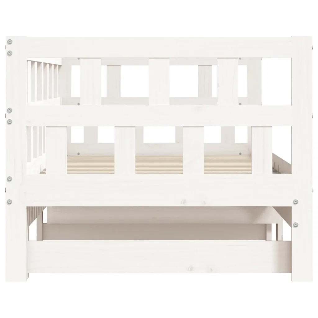 Divano Letto con Letto Estraibile Bianco 90x190cm Massello Pino