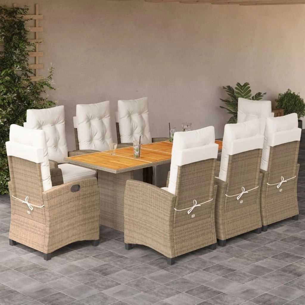 3212941 - Set da pranzo da giardino con cuscini in rattan sintetico, beige, set tavolo e sedie da giardino, tavolo da terrazza e sedie, set da giardino, mobili da esterno