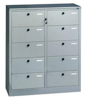 Armadio cartelliera metallica a 10 caselle con chiusura centralizzata cm. 90x35x106h