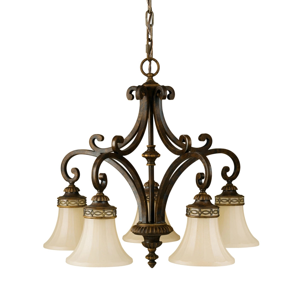 Lampadario Contemporaneo Drawing Room Acciaio Noce Vetro 5 Luci E27