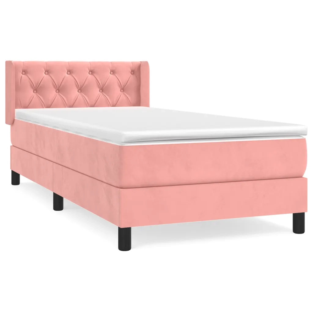 Giroletto a Molle con Materasso-Struttura Letto Rosa 80x200 cm in Velluto 488945