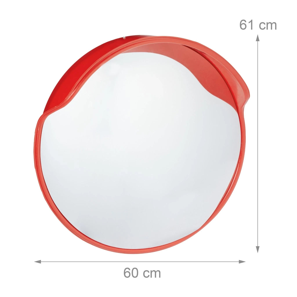 Specchio convesso di sicurezza da interno e esterno 60 cm ideale per parcheggio garage ingresso in plastica rossa 13_0003946