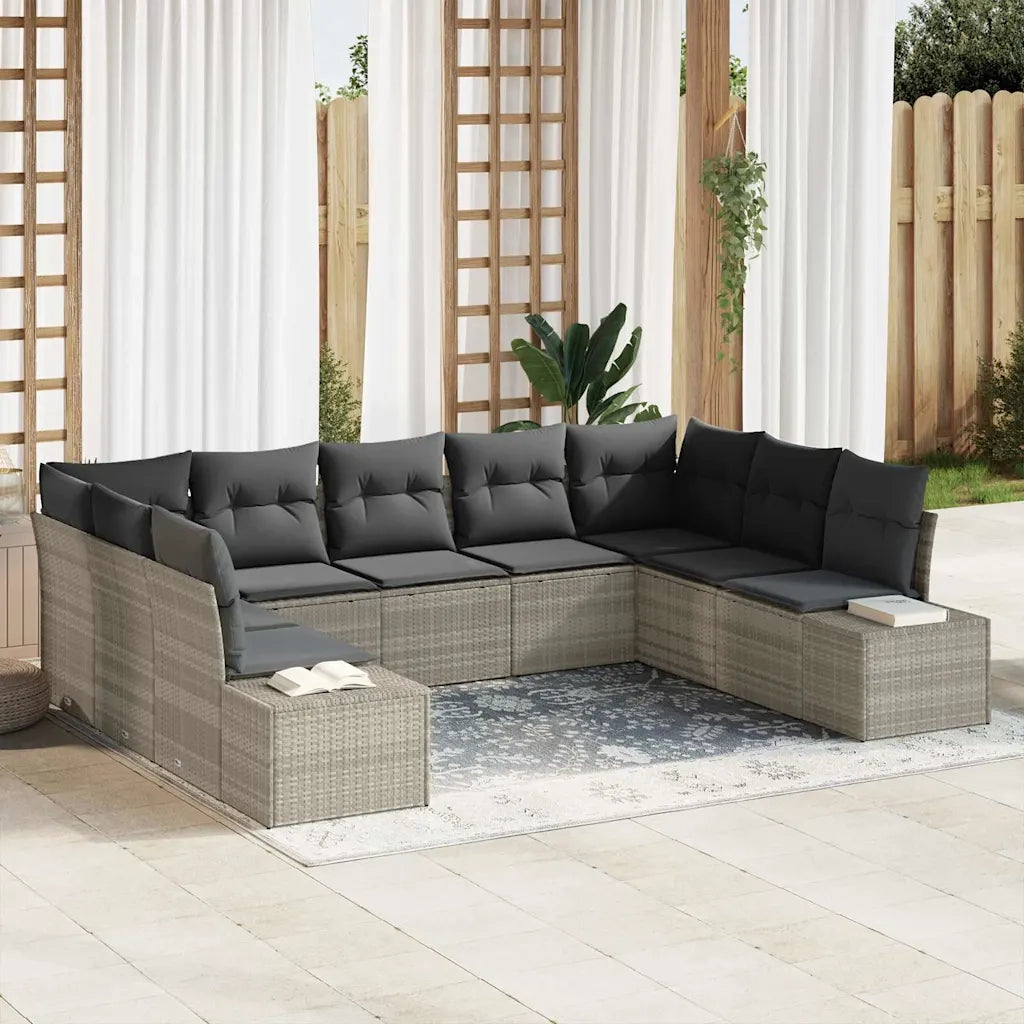 Set Divano da Giardino 9 pcs Grigio chiaro polyrattan 3347222
