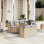 Set Divano da Giardino 8 pz con Cuscini Beige in Polyrattan 3270709