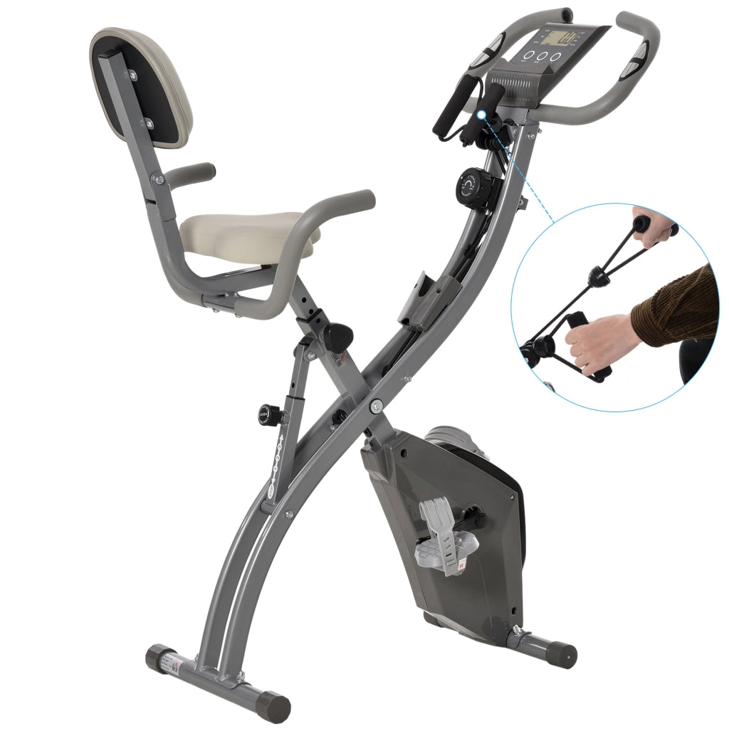 Bicicletta Statica Pieghevole con Schermo LCD ¨C Zephmum ¨C Grigio 105x48x118 cm